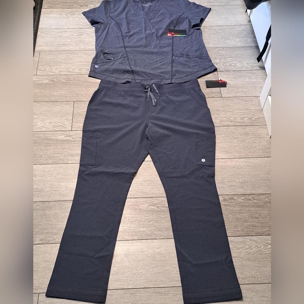 Brand New Scrubletics 2 Piece Odyssey Gray Scrub Set